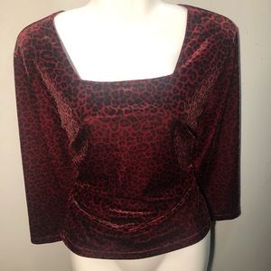 Velvet burgundy animal print long sleeve